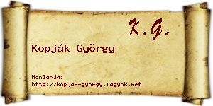 Kopják György névjegykártya